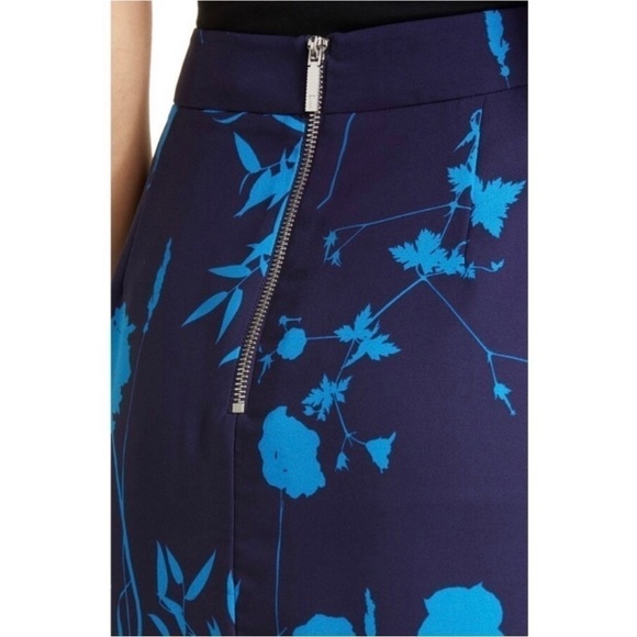 NWT‎ TED BAKER Floral Colorblock Stripe High Waist Side Slit Pencil Midi Skirt 2 - Picture 10 of 11